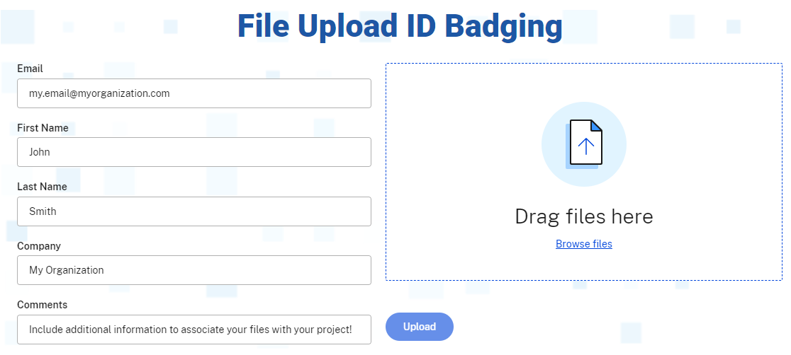 Badge data and photo upload center