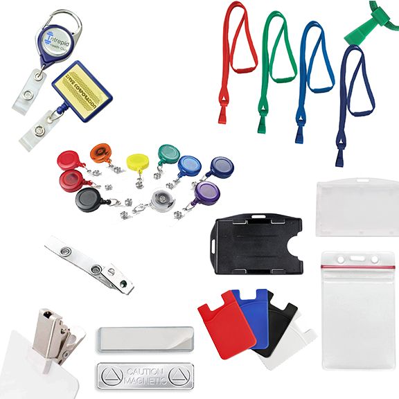badge holders lanards clips reels hard soft plastic badge holder group